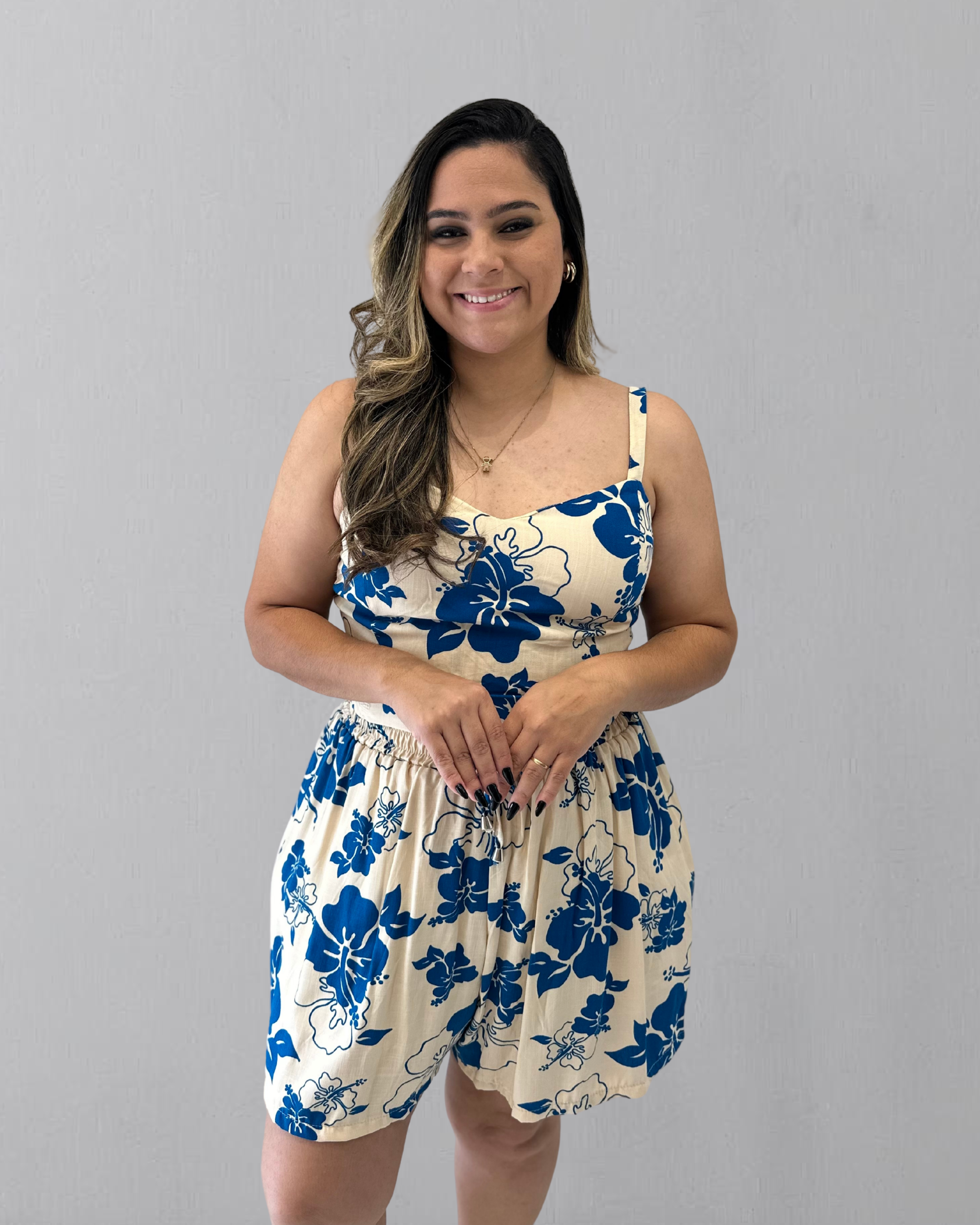 Conjunto Cropped e Short Estampado Sicilia